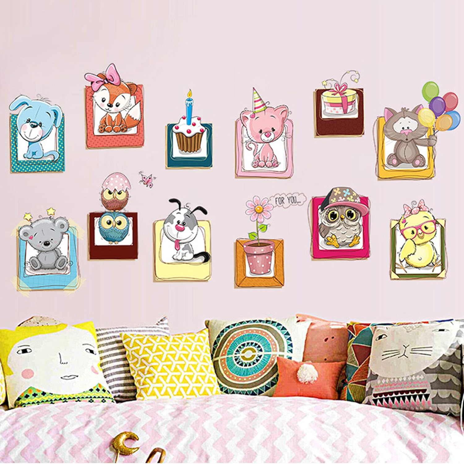 Cartoon Animal Photo Frame DIY Wall Sticker Living Room Bedroom Wall Stickers Wall Decor XH6223 ation for Kids Rooms