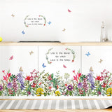 Flower Wall Decals Green Leaves Butterfly Wall Stickers Living Room Bedroom Sofa TV Background Wall Art Decor Murals (Flower Butterfly) size 50x120 ht9013