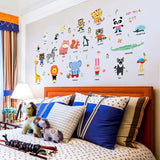 3D Cartoon Wall Sticker Animal Wall Stickers Kids Room Baby Bedroom Decoration Zoo English Letters Kindergarten Early Education Learning Sticker size 60x90 hm92025