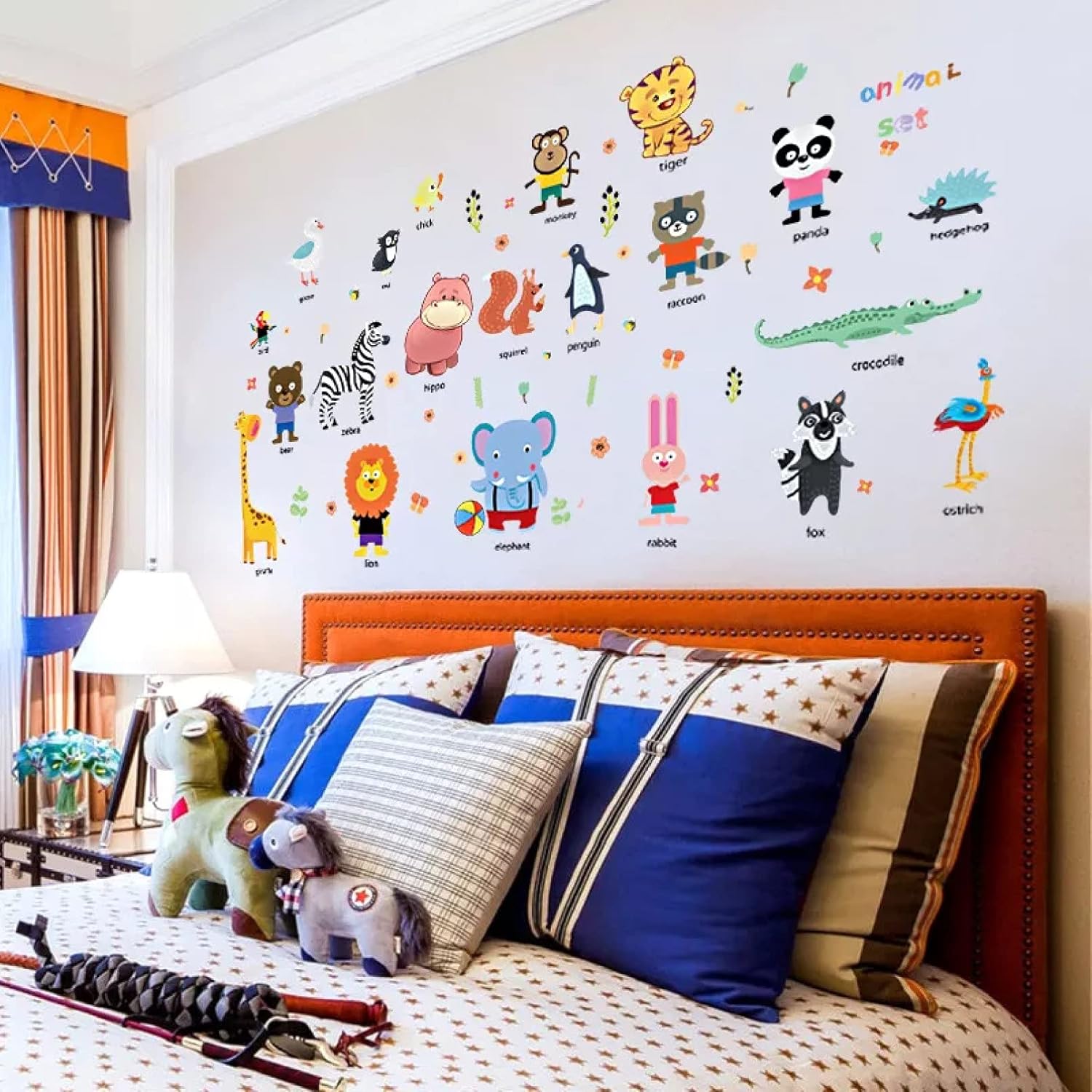 3D Cartoon Wall Sticker Animal Wall Stickers Kids Room Baby Bedroom Decoration Zoo English Letters Kindergarten Early Education Learning Sticker size 60x90 hm92025