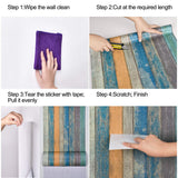 WENMER 17.71" x 118" Wood Plank Contact Paper Wallpaper Distressed Wood Textured Peel and Stick Wallpaper Blue Green Yellow Strips Self-Adhesive Wallpaper roll for Walls Shelves Drawers Furniture Room