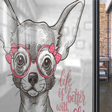 Lunarable Bow Bath Mat, Life is Better with a Chi Typographic Words and Sketched Chihuahua, Plush Bathroom Decor Mat with Non Slip Backing size 60x90 jm8388