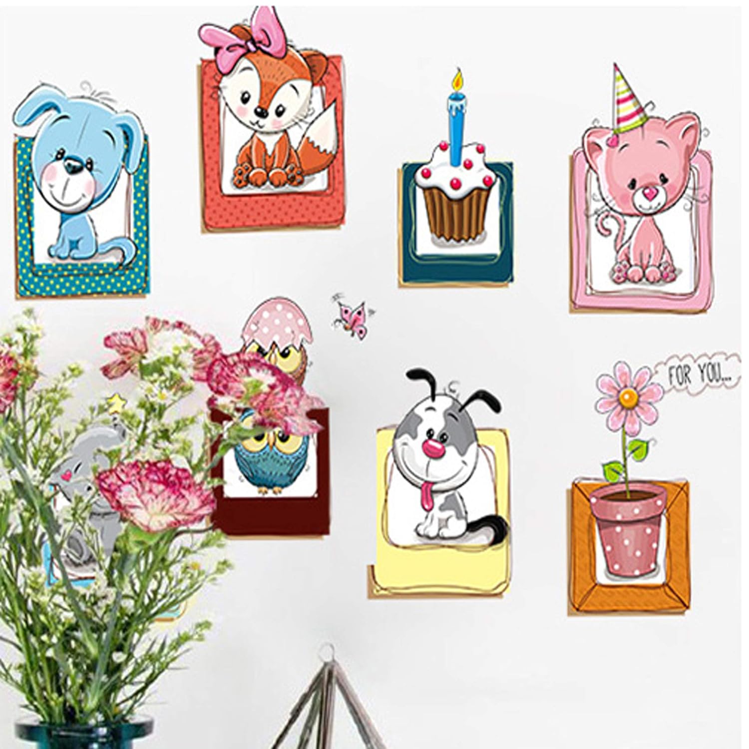 Cartoon Animal Photo Frame DIY Wall Sticker Living Room Bedroom Wall Stickers Wall Decor XH6223 ation for Kids Rooms