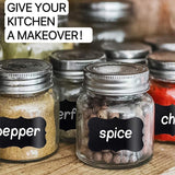 Self-Adhesive Labels, Black, Blackboard Stickers, Waterproof Labels Self-Adhesive with Erasable Chalk Marker, Labelling Stickers for Jars,  for Kitchen Spice Jars, Jams etc.