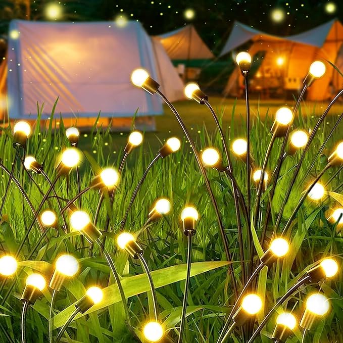 10 Lights - LED Solar Powered Firefly Light Outdoor Waterproof Solar Garden Light Decorative Swaying Wind Dancing Solar Lamp