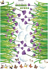 Purple Chrysanthemum Centaurea Flowers Butterflies Baseboard Wall Decals Stickers  size 50x70  sk7005