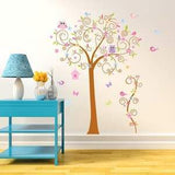JM7250AB Owl Tree Wall Stickers for Kids Rooms 2pcs=1set Large Home Decor