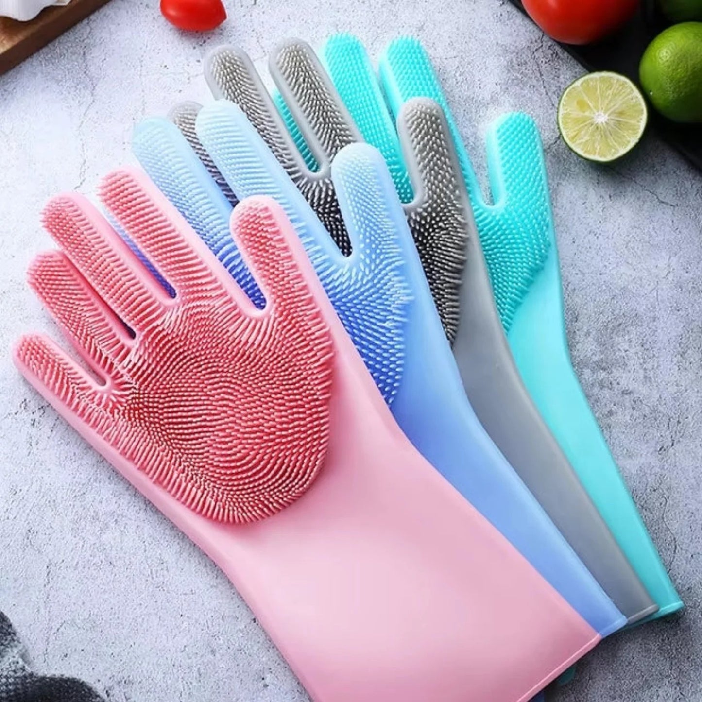 Silicone Dishwashing Gloves Durable Quality Comfortable Grip Reliable Performance Easy Cleaning (Random Color)