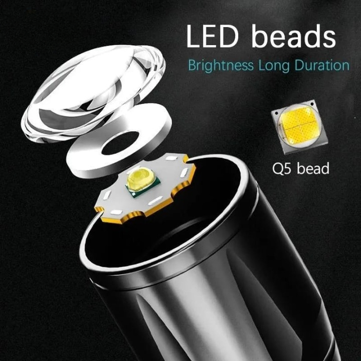 Portable LED Flashlight – Mini Rechargeable Torch with Side Light & Waterproof Body