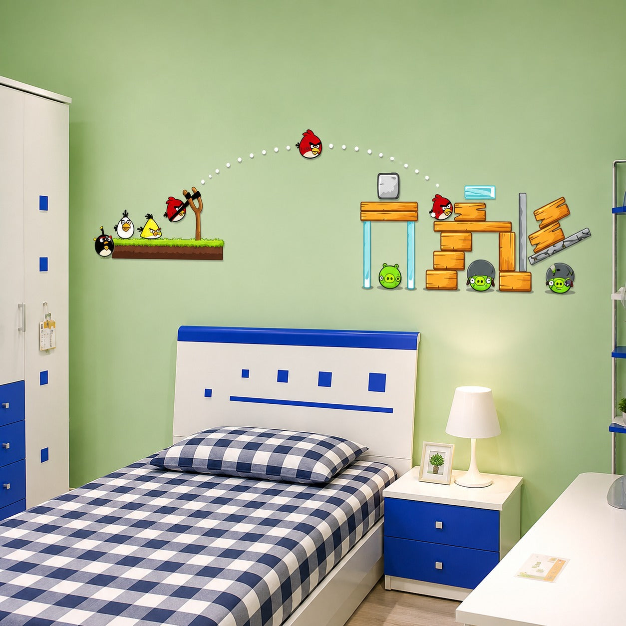 Red & Green Angry Birds Design Wallpaper size 45x60cm  nc1601