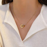 QCT-175 Roman Circle Stainless Steel Necklace – Elegant Jewellery, Stylish Accessory for Women