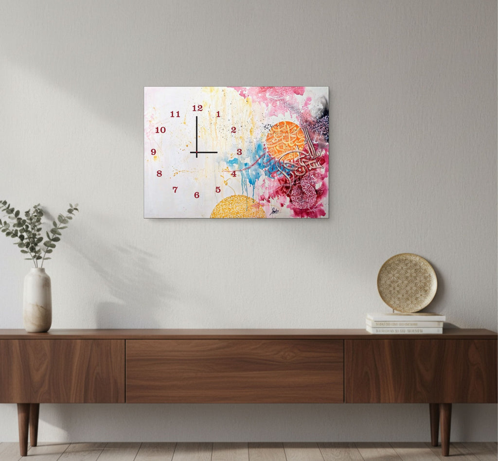 Abstract Science-Themed Wall Clock – Digital Printed Wooden Decor, 12x16 Inch, (Without Battery)