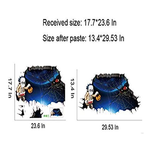 Halloween 3D View Horror Wall Sticker Floor Mural Waterproof Movable Home Decor (Ghost Han Size 45x60 dAfh1101)