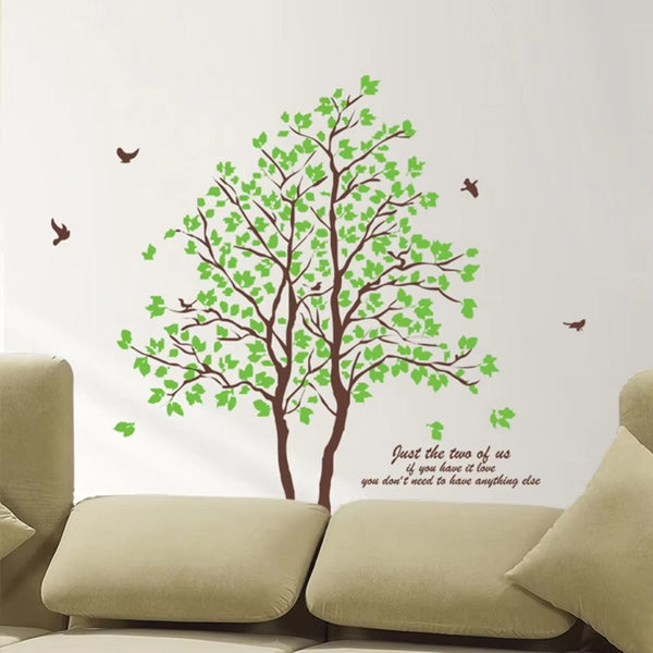 Green Trees and Birds Living Room Bedroom Home Decoration Wall Stickers on the Wall ay698b Size: 60x90