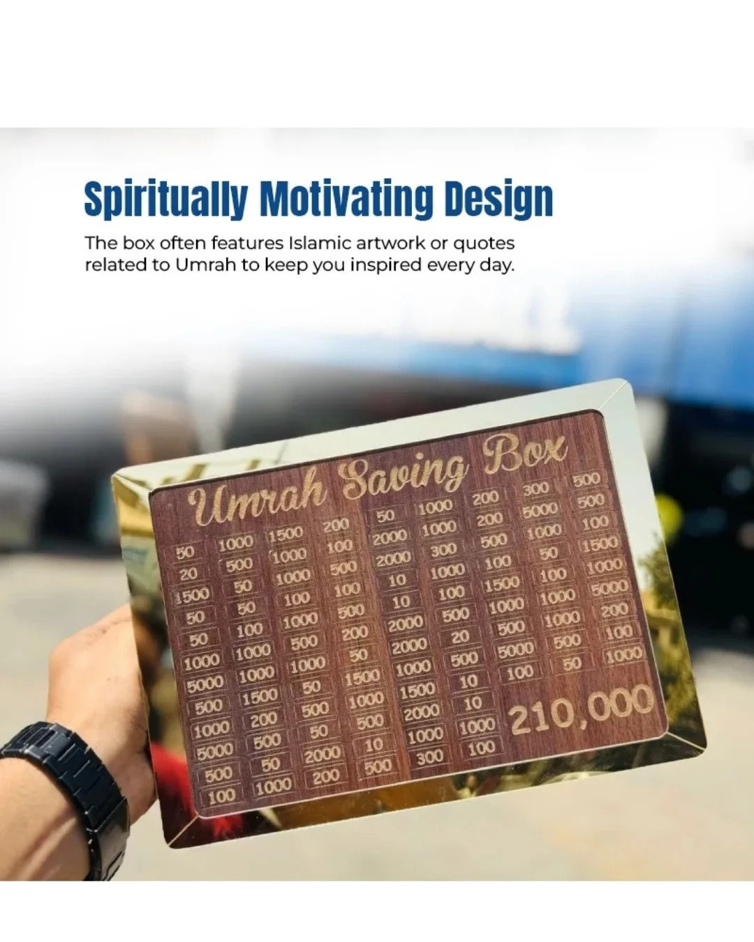 Umrah Saving Box - Box For Umrah Saving | Umrah Saving Box Wooden Money Box for Umrah - 210,000