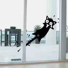 Cartoon Cat Tail Caught Wall Sticker Carved For Home Decor Mural Door Bathroom Glass Windows Decoration Funny Car Decals size 25x50cm Nc1040