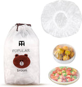 Combo Deal Disposable Food Cover Plastic Wrap 100 Pcs + 2 Pcs Dishwashing Rug | Reusable elastic food storage covers &amp; Metal Wire Dish Washing Rugs For Kitchen
