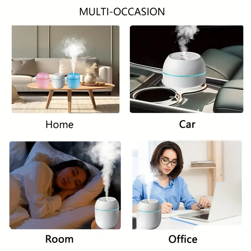 Humidifier with Warm LED Outline USB Portable Air Humidifier Essential Oil Diffuser Modes Auto Off With LED Light For Home Car Mist Maker Face Steamer Car Air Fresheners