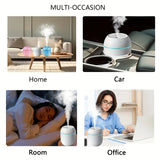Humidifier with Warm LED Outline USB Portable Air Humidifier Essential Oil Diffuser Modes Auto Off With LED Light For Home Car Mist Maker Face Steamer Car Air Fresheners