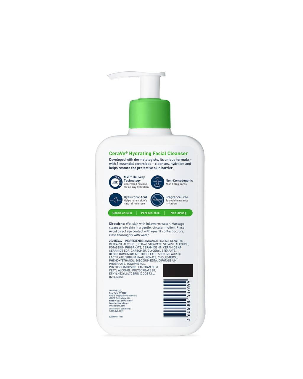 CeraVe Hydrating Facial Cleanser – 8 fl oz (236 ml) | Gentle Face & Body Wash for Normal to Dry Skin