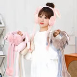 Soft Fluffy Rabbit Ears Headband | Moving Ears Plush Earmuffs | Warm & Cozy – 1Pc Random Colour