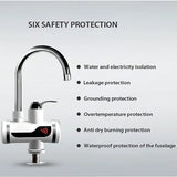 Sherice Instant Electric Heating Faucet: Tankless Hot Water Tap with Digital LED Temperature Display and Rotating Swivel Spout for Kitchen and Bathroom