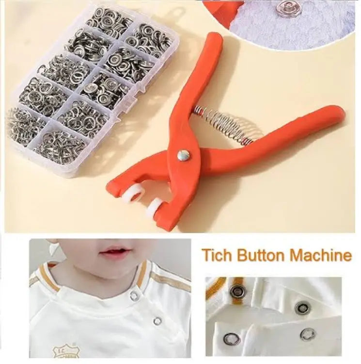 Tich Button Machine Plier plastic Body | Button Fixer Plastic body with 25 Buttons