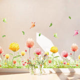 Wall Sticker Flower Flower Kitchen Toilet Plant Sticker Cafe Green Fence Wallpaper Scandinavian Seal Accent Kitchen Toilet Hydrangea Flower Bed Leaves Butterfly Lily Cactus Glass Entrance Branch size 50x70 xls7179