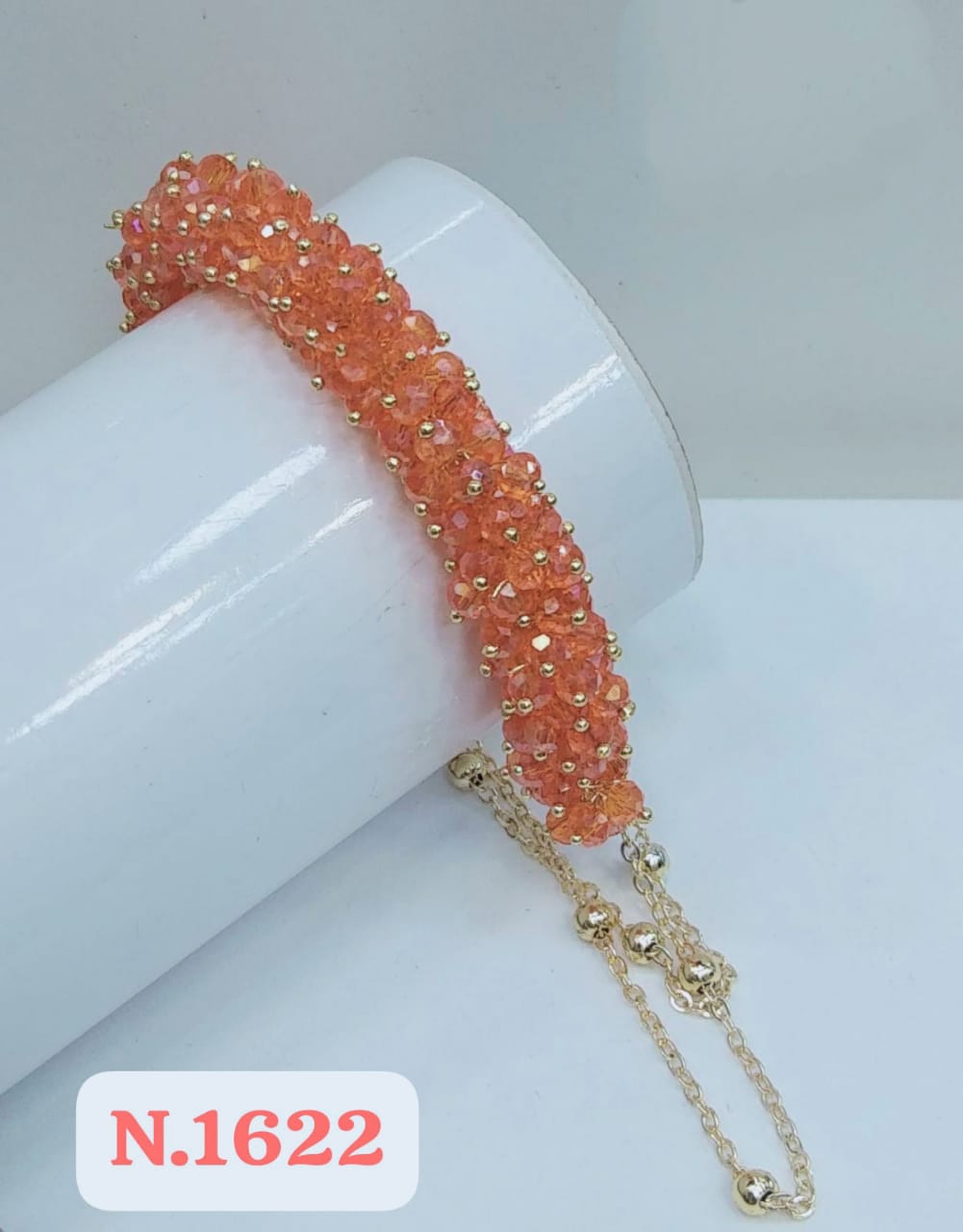 Adjustable New Design Gold Plated Stainless Steel Handcrafted Crystal Beaded StrandBracelet Women's Gifts