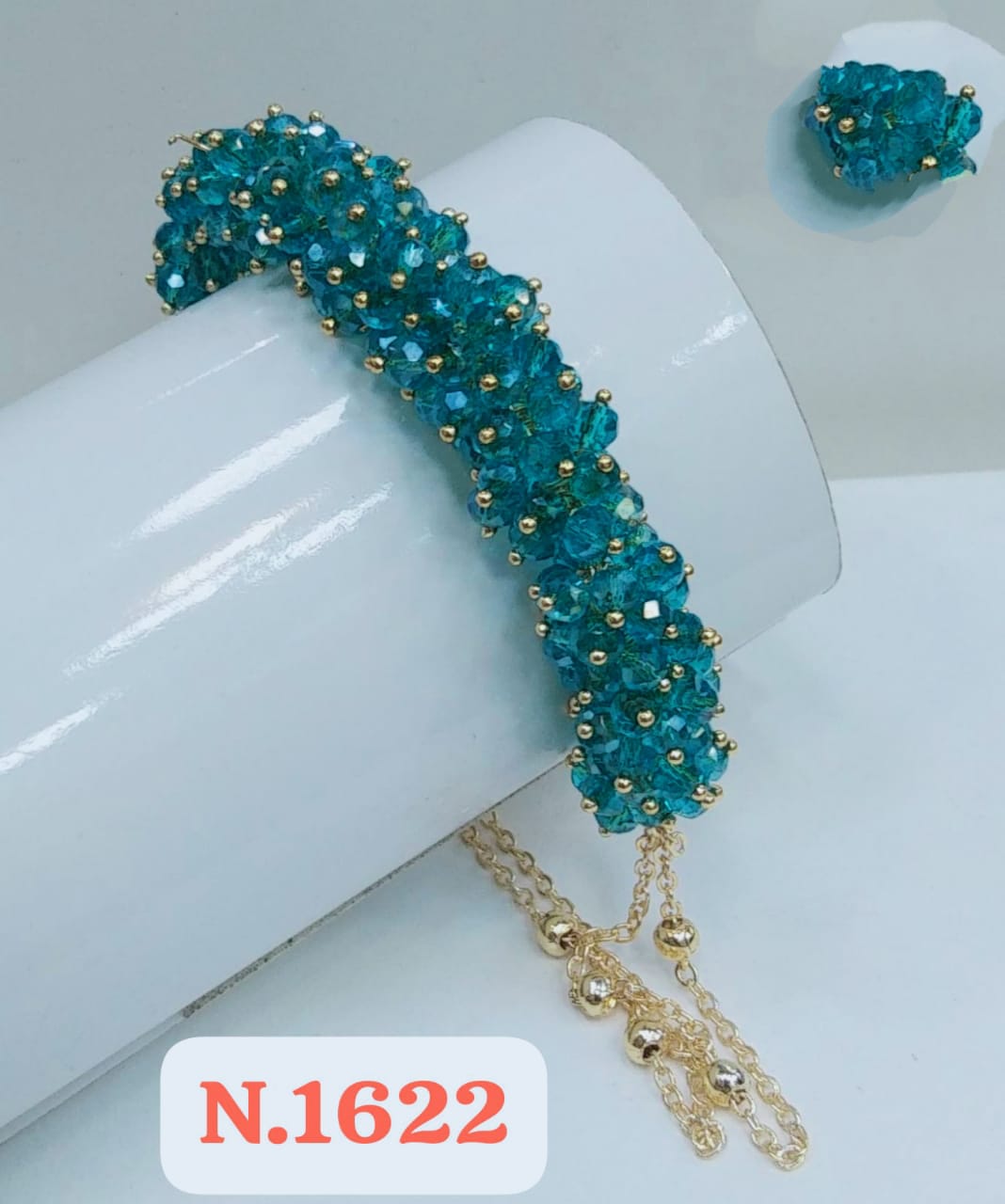 Adjustable New Design Gold Plated Stainless Steel Handcrafted Crystal Beaded StrandBracelet Women's Gifts