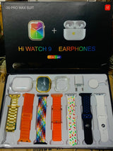 i30 Pro Max Smart Watch Series 9 | 11?in?1 Set | With Earbuds, Adapter, Wireless Charger & Cover | 2.3" HD Ultra | Random Colour