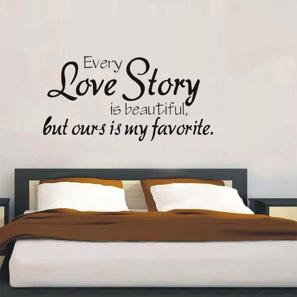 Wall Stickers Home Decor -English Quote "Every Love Story Is Beautiful" Vinyl Lettering Words Wall Art Quote Sticky Decals 30 Size : 45x67cm