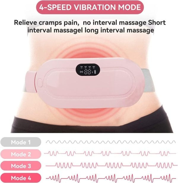 Cramp Relief Belt -Portable Menstrual Heating Pad, Heated Belly Belt For Menstrual Cramp Relief With 3 Heat Levels And 4 Modes, Electric Belt Massage For Women And Girls -