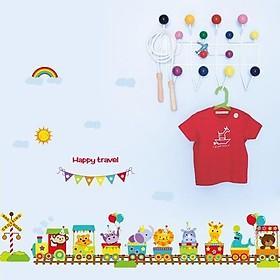 Sk9011 Cartoon Animal Train Wall Sticker