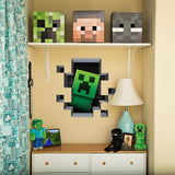 Minecraft JINX Creeper Inside (Plus Pig and Cow) Removeable Wall Cling Decal Sticker for Kids Ro size  50x60 aw6018
