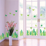 Green leaves and butterflies wall decals for beautiful wall and staircase decoration