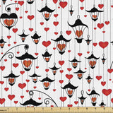 Ambesonne Love Fabric by The Yard, Romance for Valentine's Day Hearts in Lamp Classic Antique Themed Pattern, Decorative Fabric for Upholstery and Home size 60x90 Dk9147