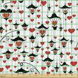 Ambesonne Love Fabric by The Yard, Romance for Valentine's Day Hearts in Lamp Classic Antique Themed Pattern, Decorative Fabric for Upholstery and Home size 60x90 Dk9147