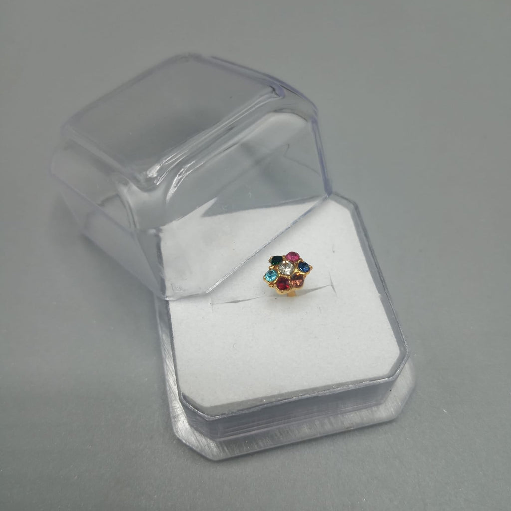 1PCS Multi Colour Stone Nose Pin High Quality Golden Plated Girl & Women