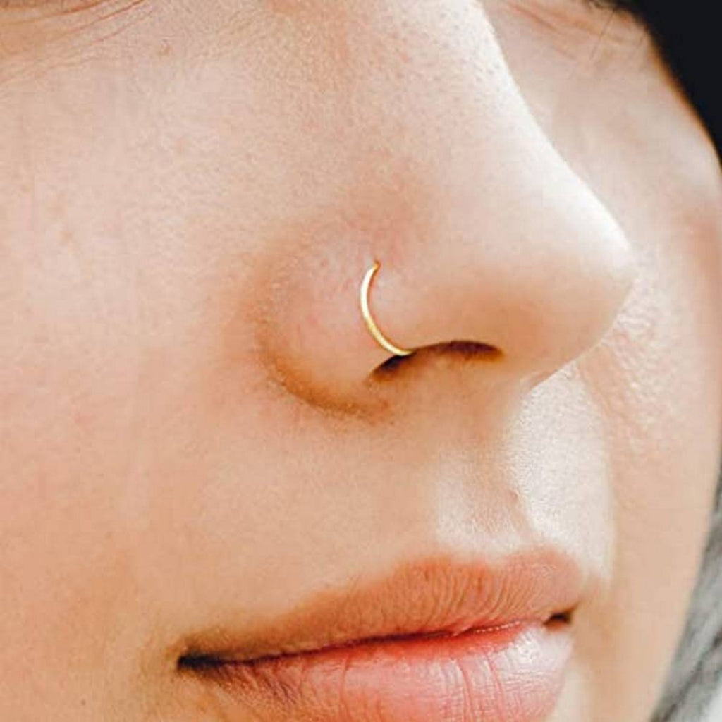 Gold Color Nose Ring Tiny Hoop For Girls -Pack Of 01