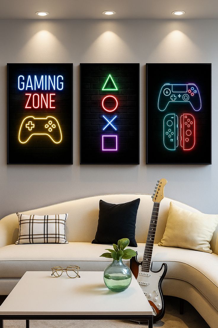 3pcs Gaming Zone Stickytiles Frames Providing Dynamic Design Bold Look Durable Quality - 8*11