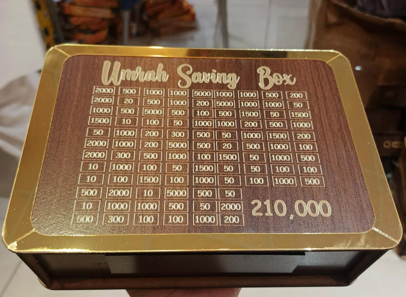 Umrah Saving Box - Box For Umrah Saving | Umrah Saving Box Wooden Money Box for Umrah - 210,000