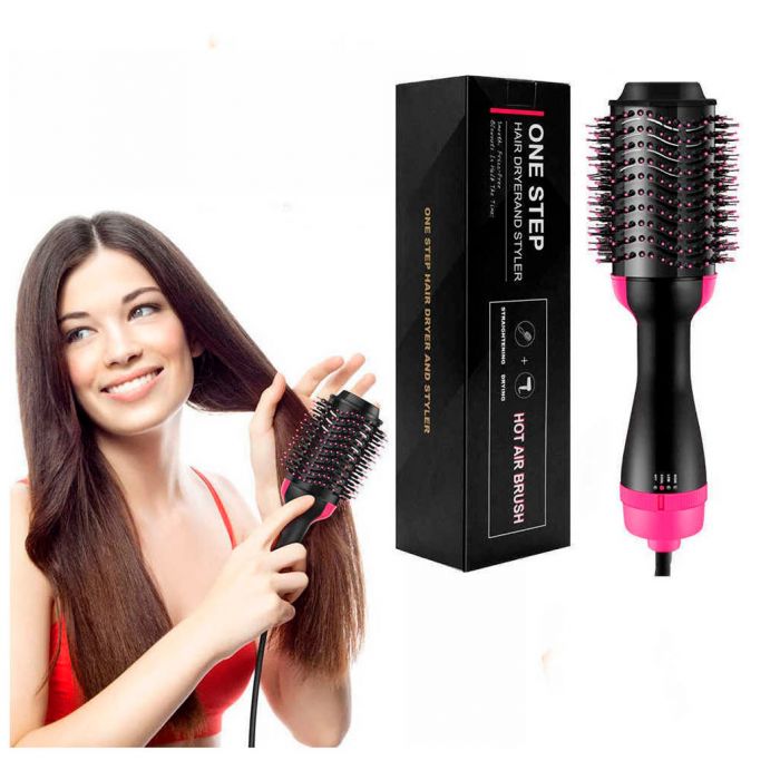 One Step Hair Dryer And Styler Hot Air Brush With Extra Hair Tool Set – Professional Volumizer, Straightener, Curler, And Dryer In One