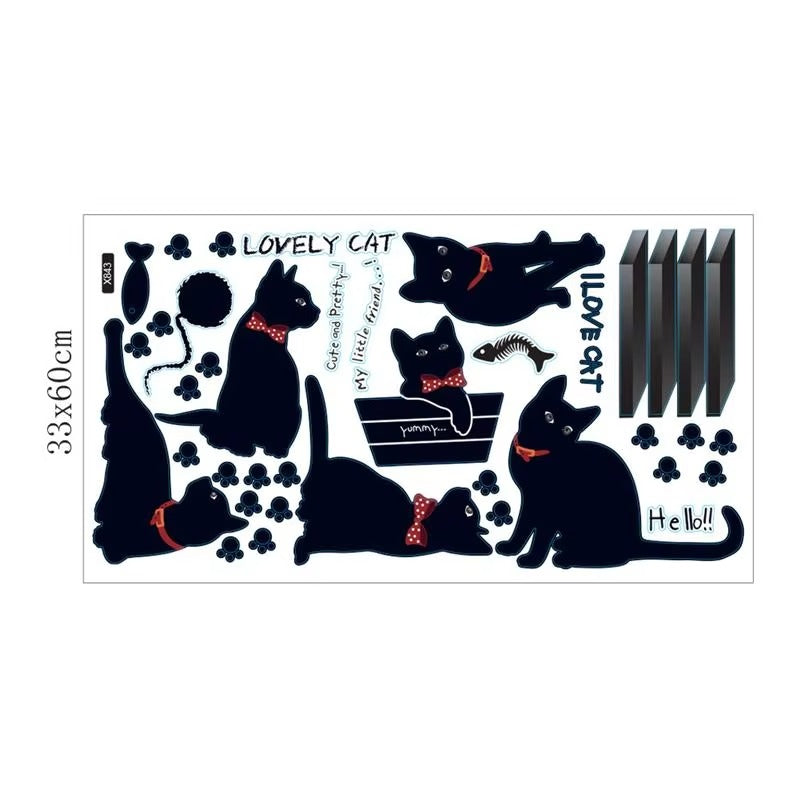 Lovely Playing Cats Animals Wall Stickers Kids Room Decoration Home Kitten Printing Mural Art Cartoon Diy Decal  Ld843  Size: 60x33