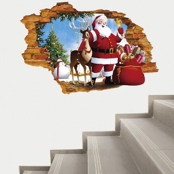 Interior sticker 3d santa claus and rudolph xh7247 50x70cm