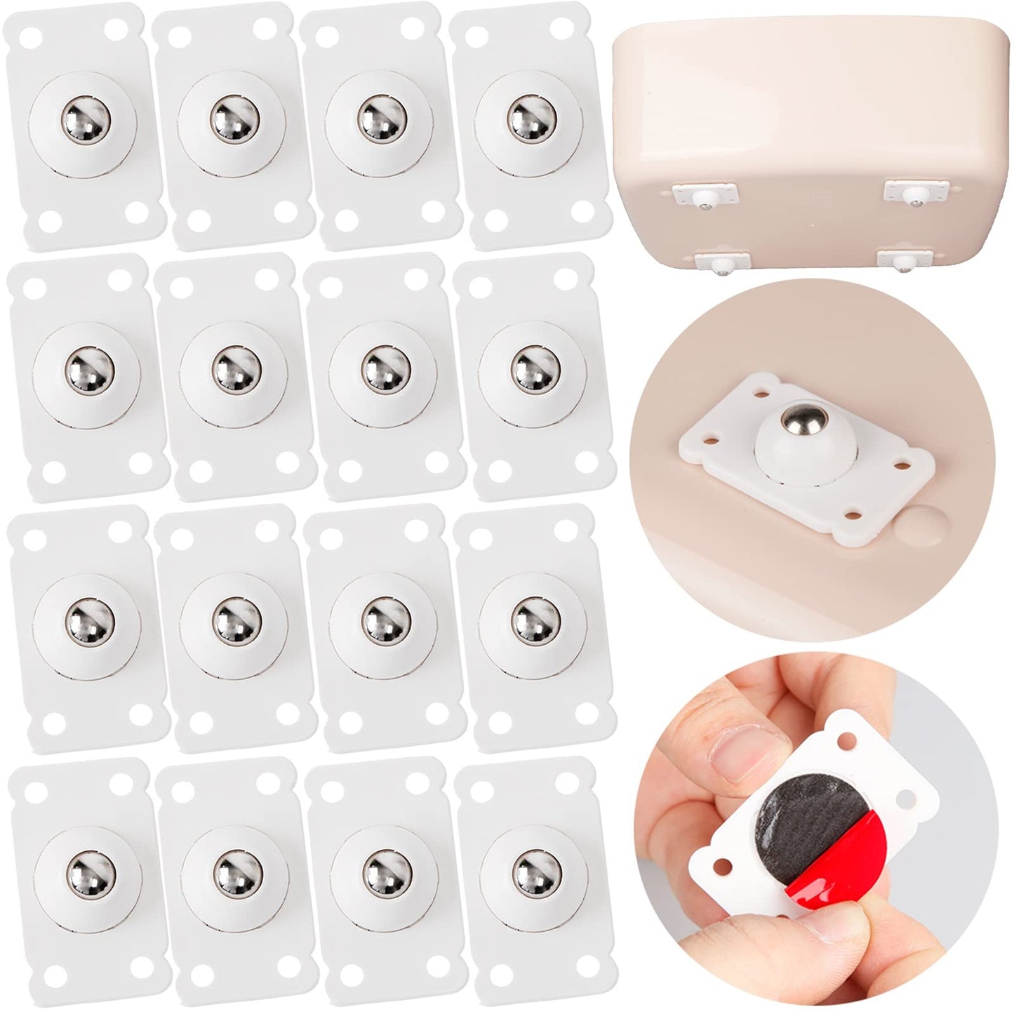 Mini Furniture Mover Wheels | Set of 4 | 360° Rotation | Stainless Steel KS | For Furniture & Storage