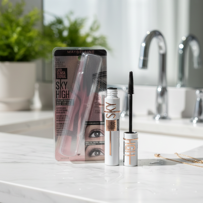 Maybelline Lash Sensational Sky High Waterproof Mascara – 810 Blackest Black | Full Volume, Limitless Length, Bamboo-Infused, Flex Tower Brush