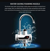 Sherice Instant Electric Heating Faucet: Tankless Hot Water Tap with Digital LED Temperature Display and Rotating Swivel Spout for Kitchen and Bathroom