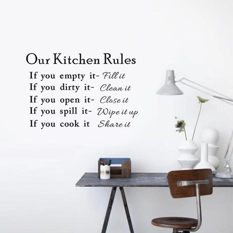 Our Kitchen Rules Cook Words Quote Wall Stickers Art Decals Home Decor NEW Room Decoration Accessories Kitchen Wall Stickers  DZ007  Size:45*60cm