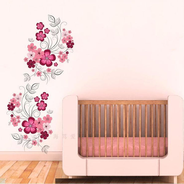 Removable Vinyl Wall Stickers Flowers Living Room TV/Sofa Background Home Decoration Wall Decals 60*90cm JM7151